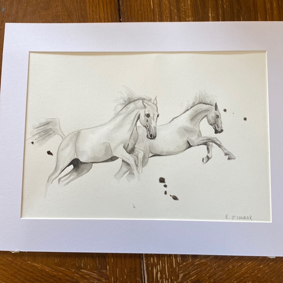 Other - Monochrome horse watercolour 11x14 with mat